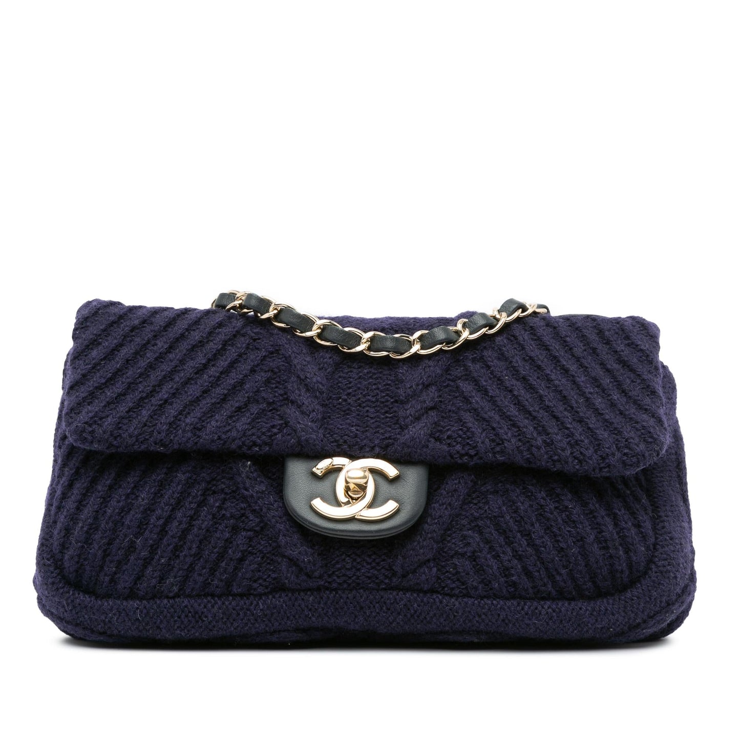 Chanel Small Paris Hamburg Cable Knit Flap (SHG-3xWf2e)