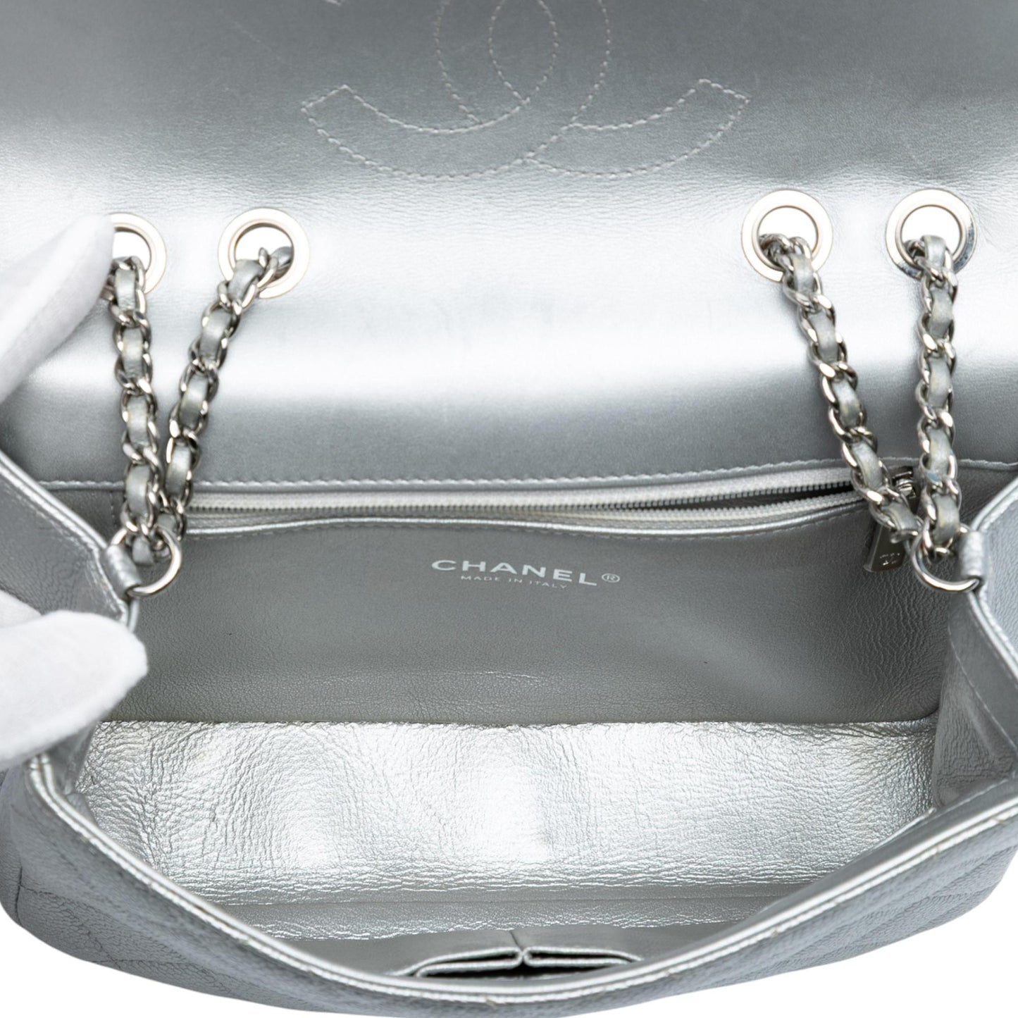 Chanel Small Quilted Metallic Caviar CC Filigree Flap