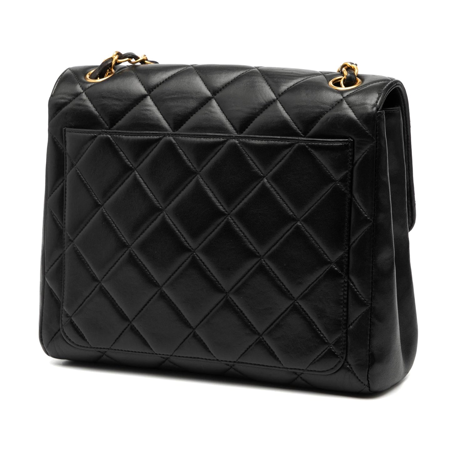 Chanel Small Square Lambskin Straight Single Flap