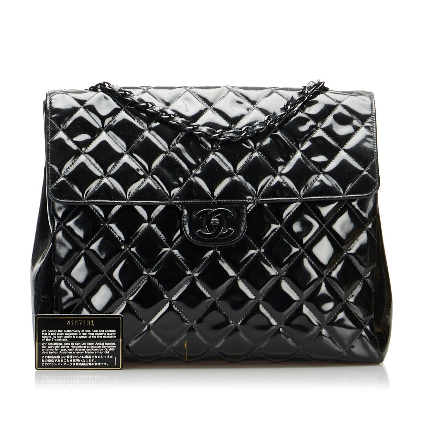 Chanel So Black Matelasse Patent Leather Single Flap Bag (SHG-6IHvZr)