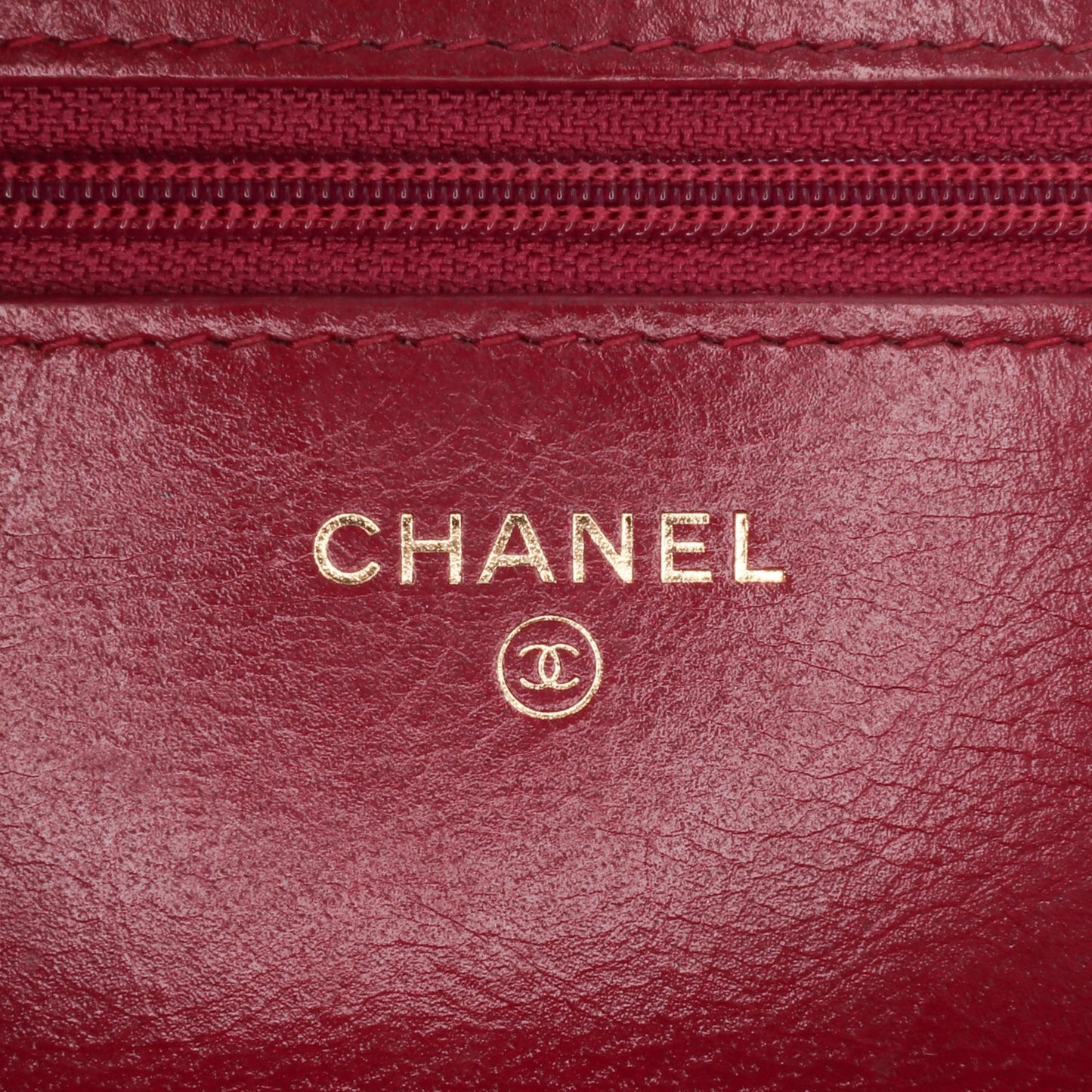 Chanel Stitched Goatskin Golden CC Wallet On Chain