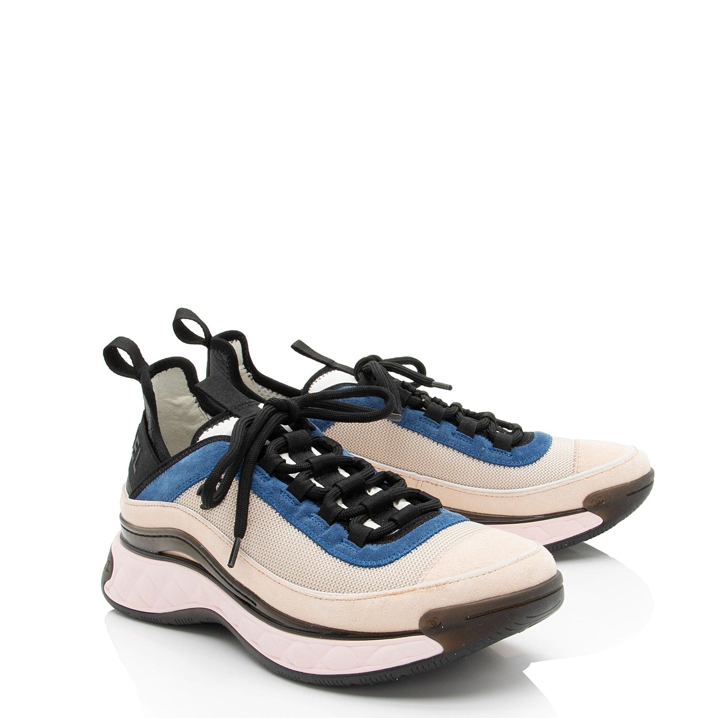 Chanel Suede Mesh CC Cap Toe Sneakers - Size 10 / 40