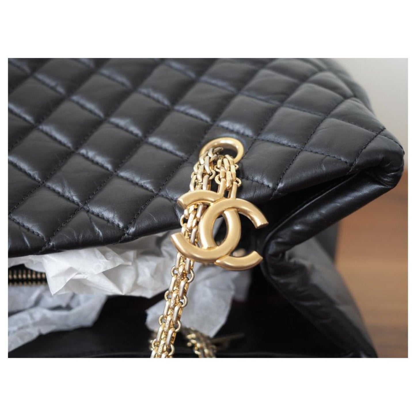 Luxury Chanel Quilted Leather Black Tote