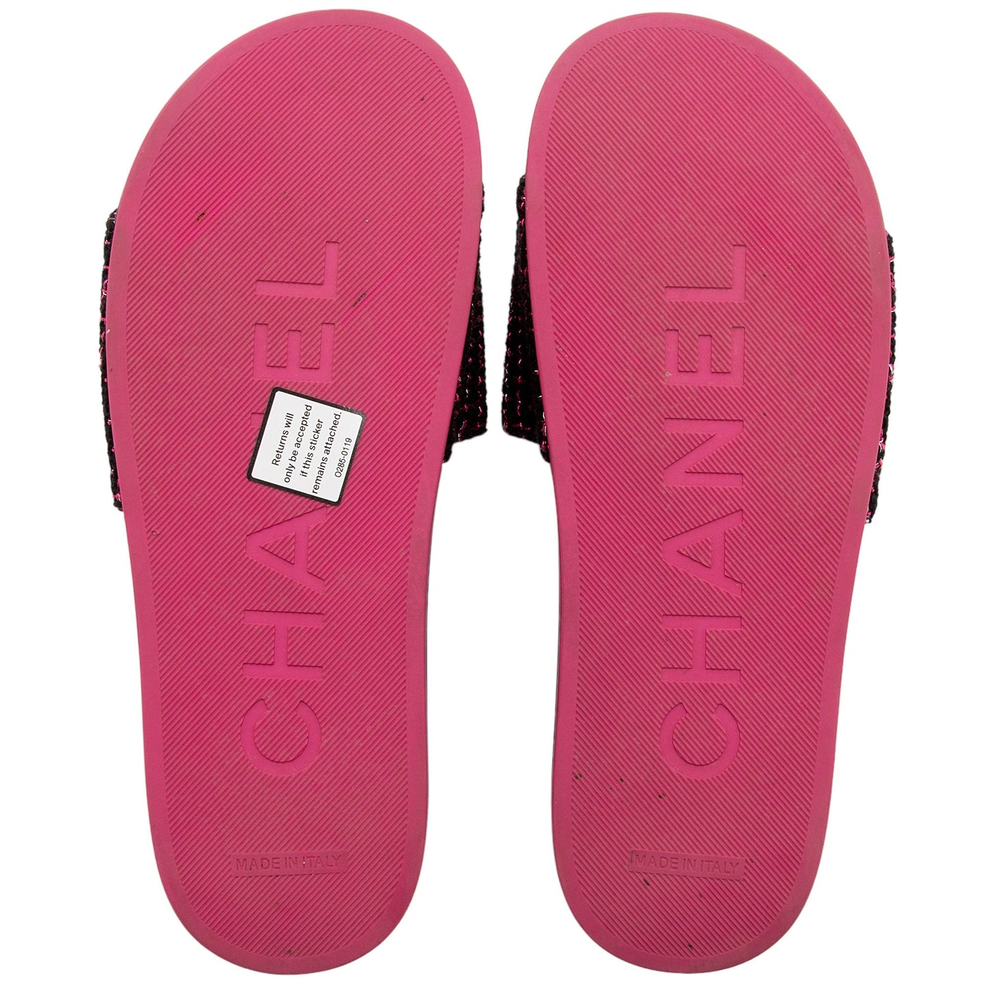 Chanel Tweed And Grosgrain Ribbon Camellia Slide Sandals - Size 8 / 38 (SHF-MS8WJl)