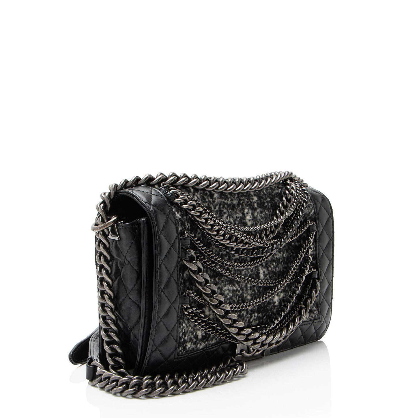 Chanel Tweed Calfskin Paris-Dallas Enchained Old Medium Boy Bag