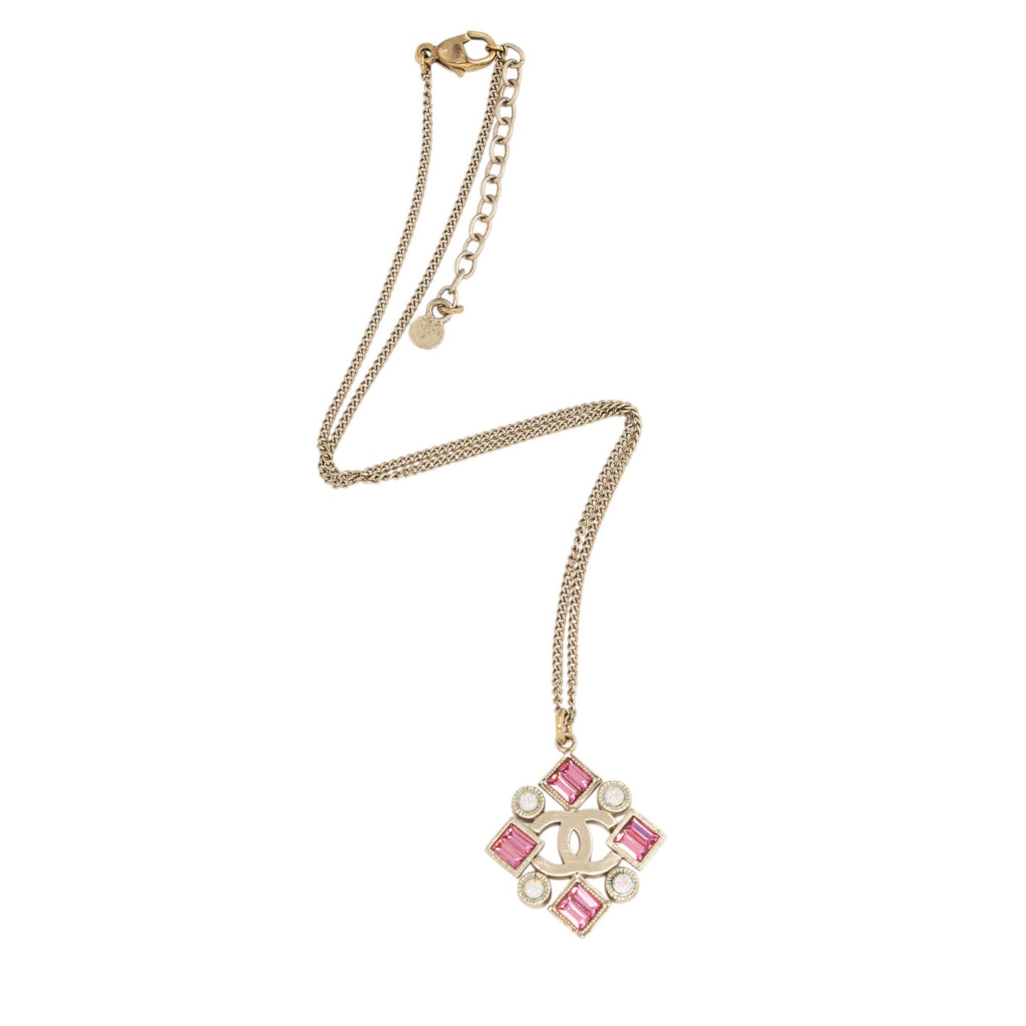 Chanel Vintage Crystal CC Geometric Necklace