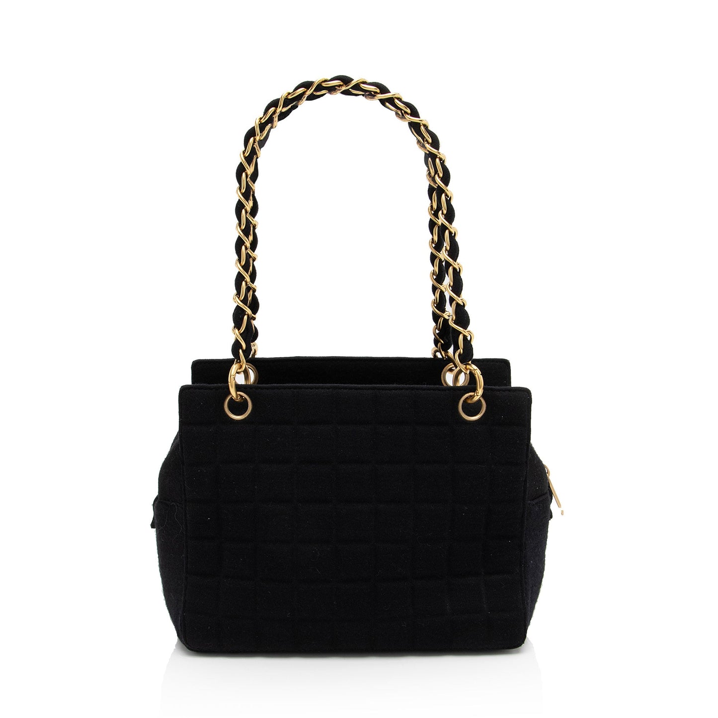 Chanel Vintage Jersey Chocolate Bar CC Shopping Tote (SHF-dQ6X2S)