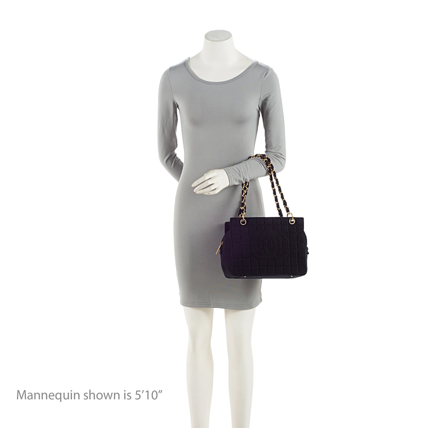 Chanel Vintage Jersey Chocolate Bar CC Shopping Tote (SHF-dQ6X2S)