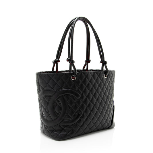 Chanel Vintage Lambskin Ligne Cambon Large Shopping Tote