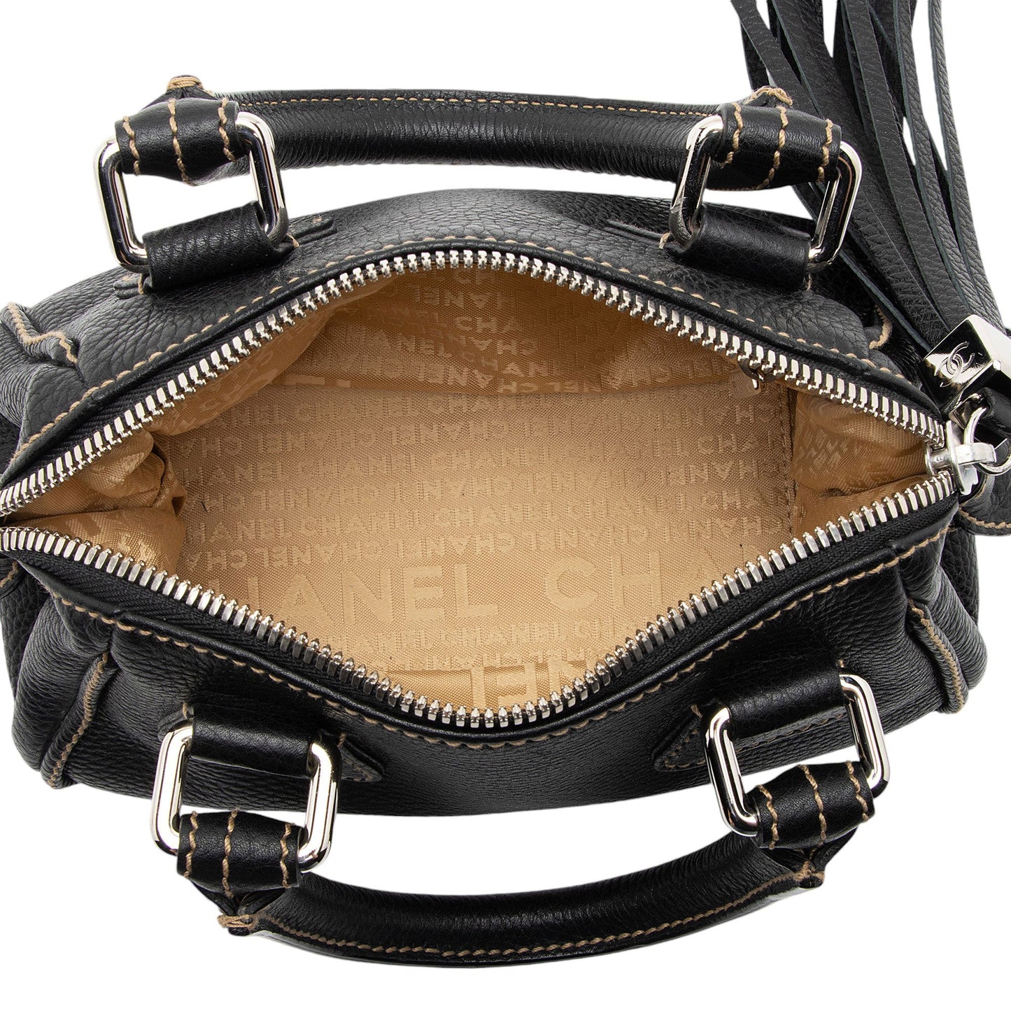 Chanel Vintage Embossed Leather LAX Tassel Small Satchel (SHF-Y2nyR2)