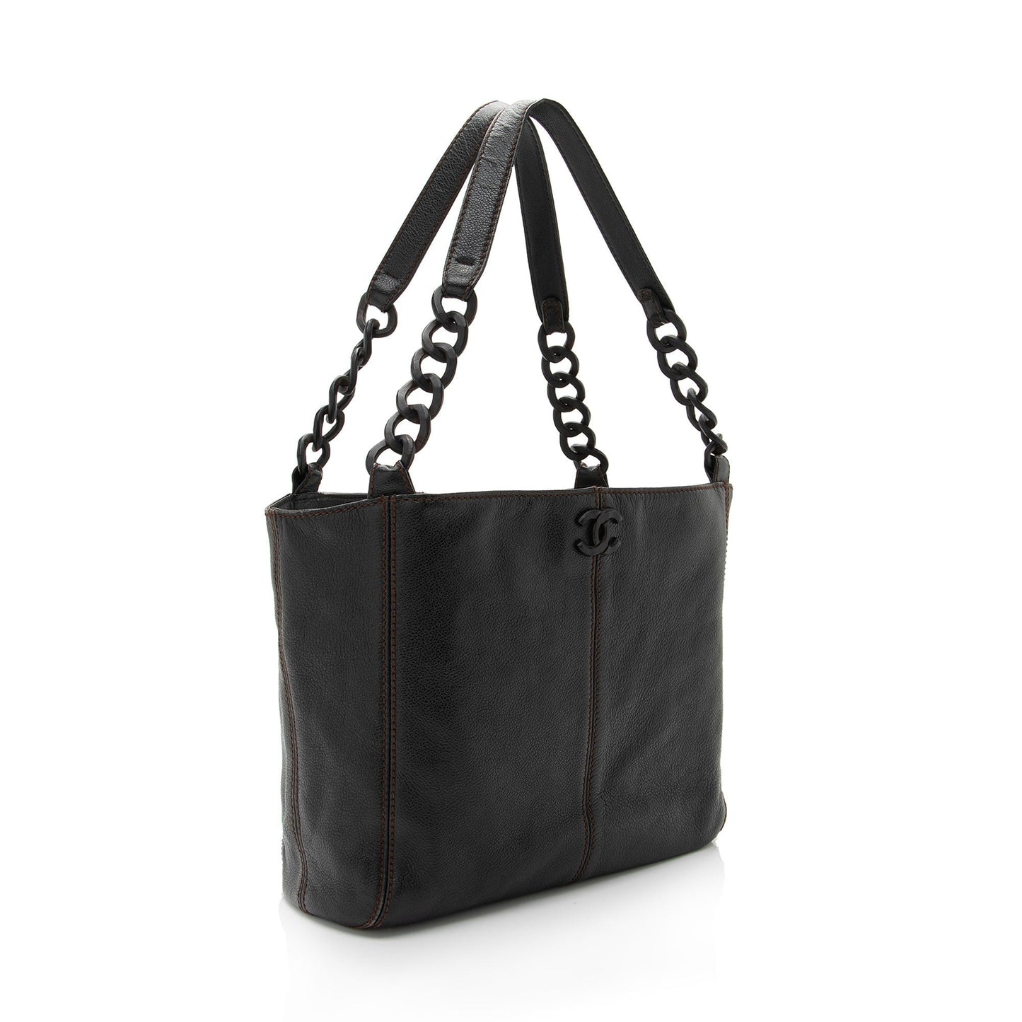 Luxury Chanel Vintage Leather Wood Chain Tote (SHF-bz2XaF)