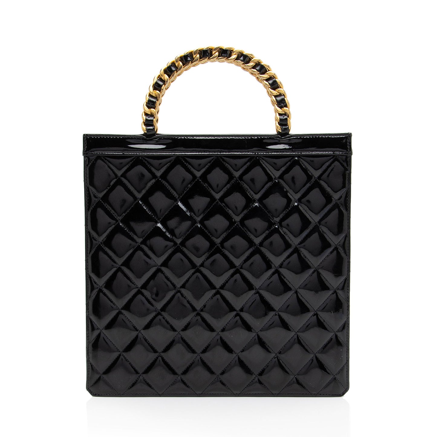 Chanel Vintage Patent Leather Chain Handle Tote (SHF-GLm7W1)