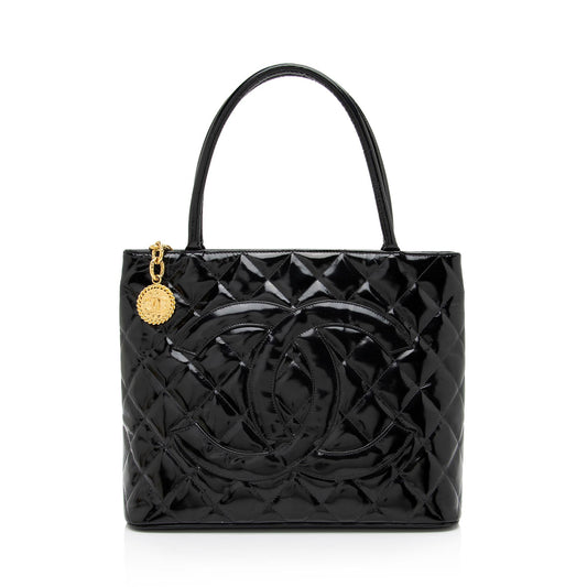Chanel Vintage Patent Leather Medallion Tote (SHF-vDFKr8)