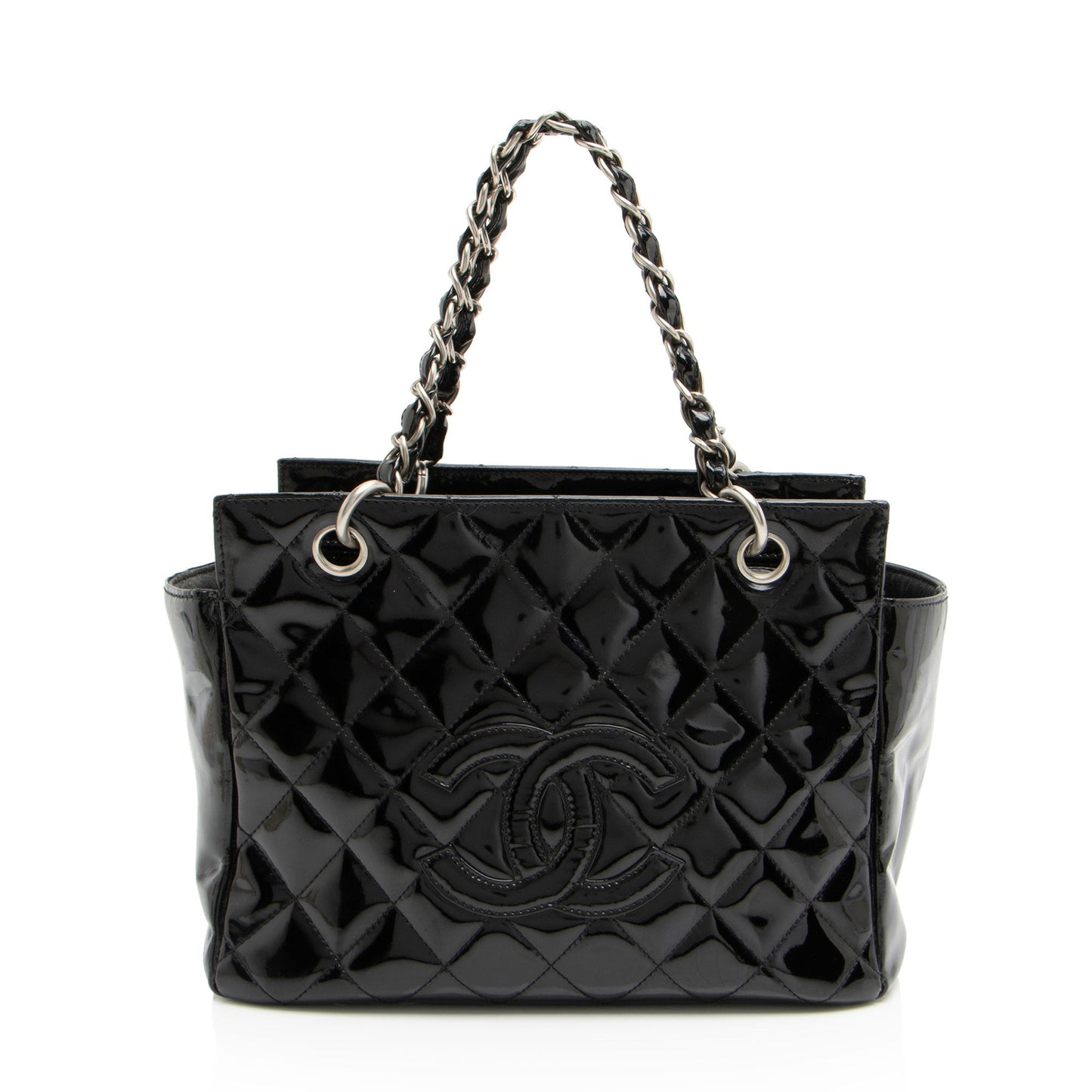 Chanel Vintage Patent Leather Timeless CC Petite Tote