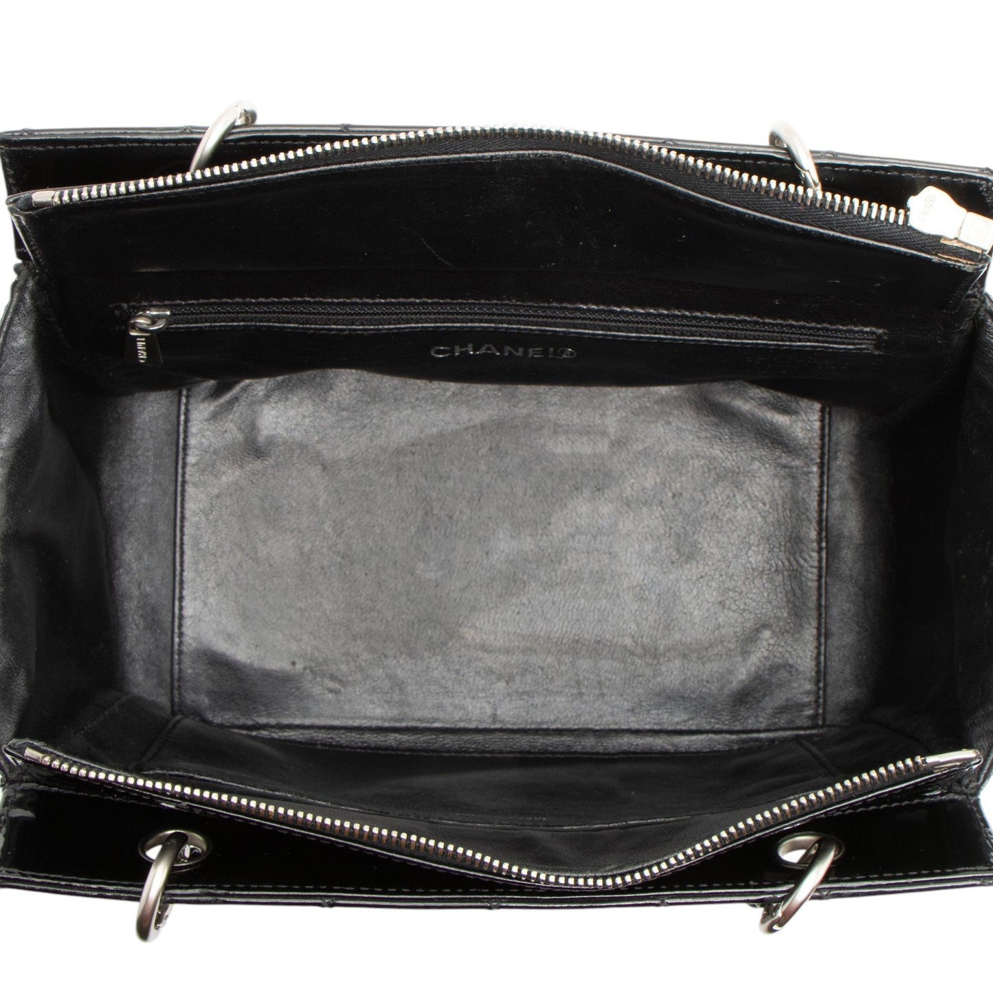 Chanel Vintage Patent Leather Timeless CC Petite Tote