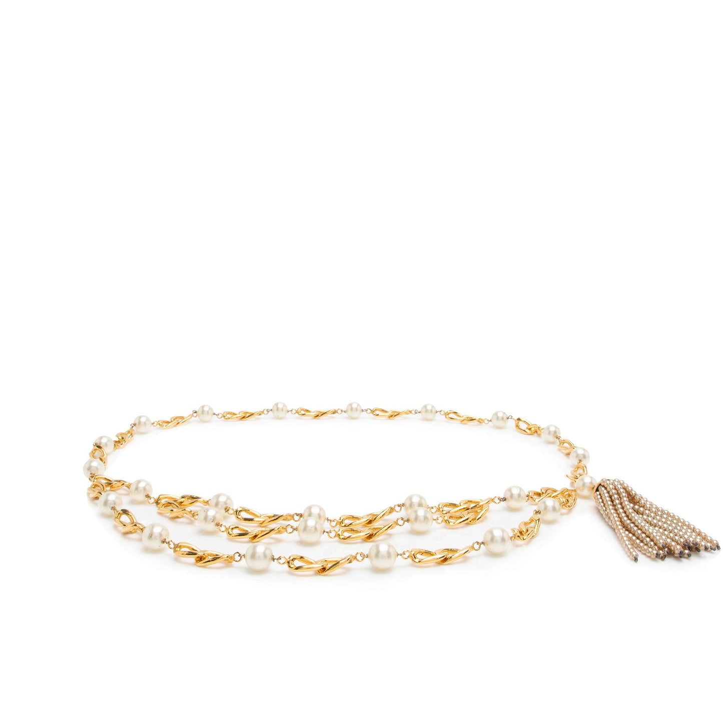 Chanel Vintage Pearl Tassel Chain Belt