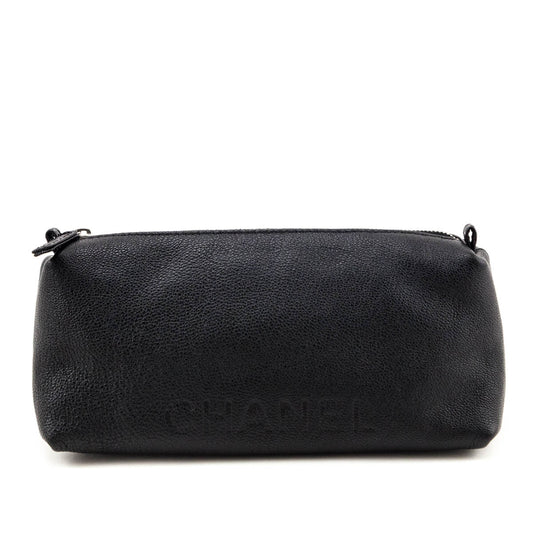 Chanel Black Calfskin Cosmetic Pouch
