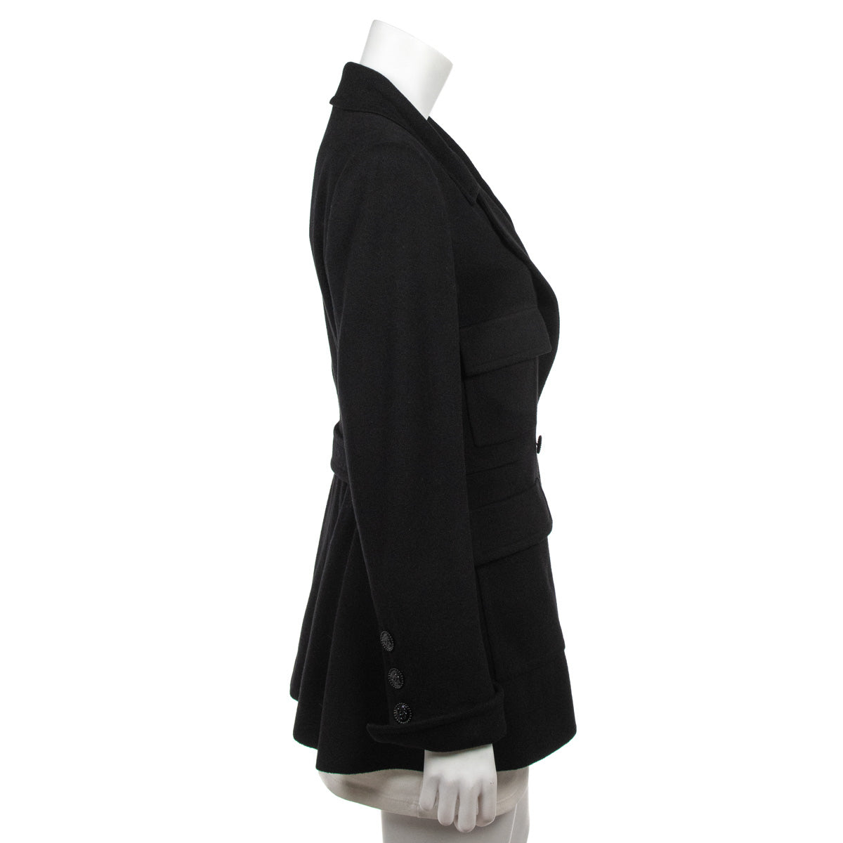 Chanel Black Cashmere Military Jacket Size L | FR 42