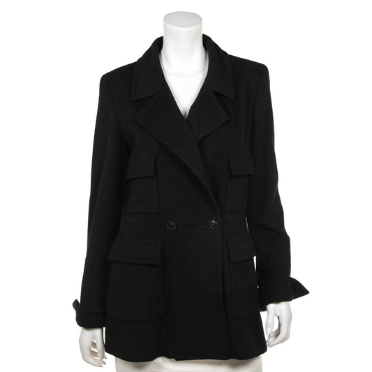 Chanel Black Cashmere Military Jacket Size L | FR 42