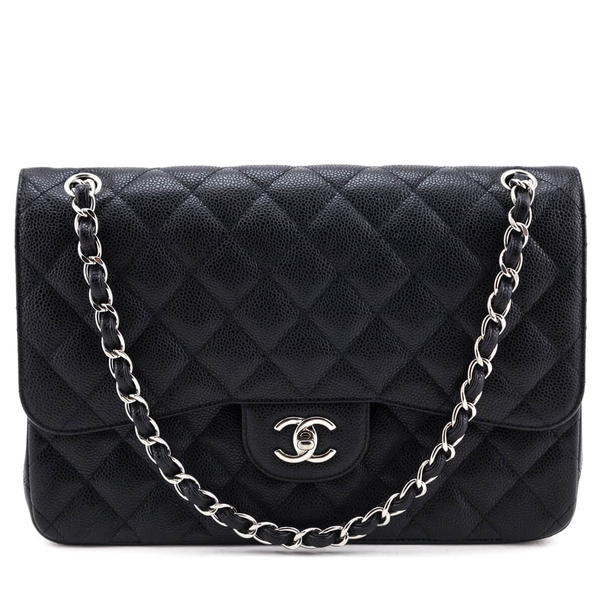 Chanel Black Caviar Jumbo Double Flap Bag
