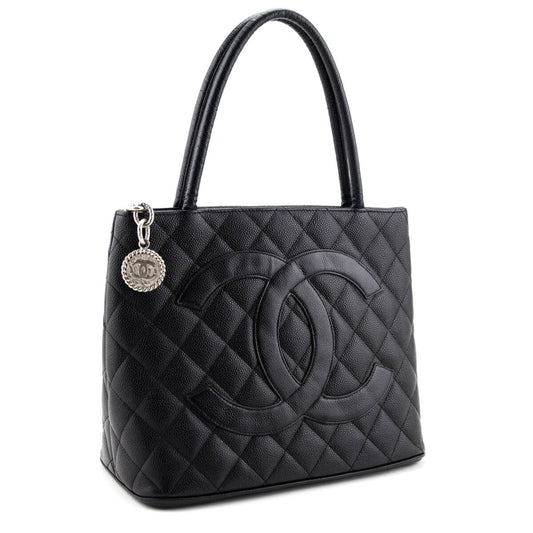Chanel Black Caviar Vintage Medallion Tote