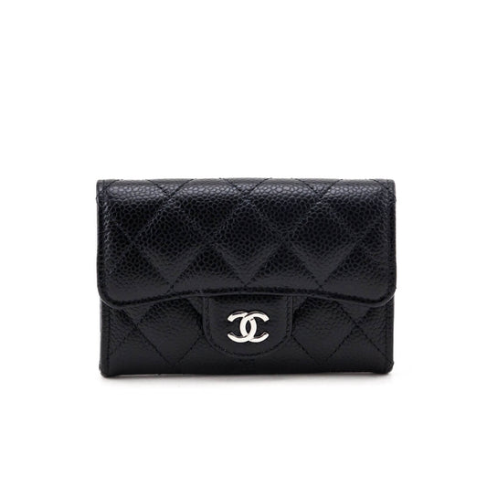 Chanel Black Caviar Quilted Classic Flap Card Holder Wallet