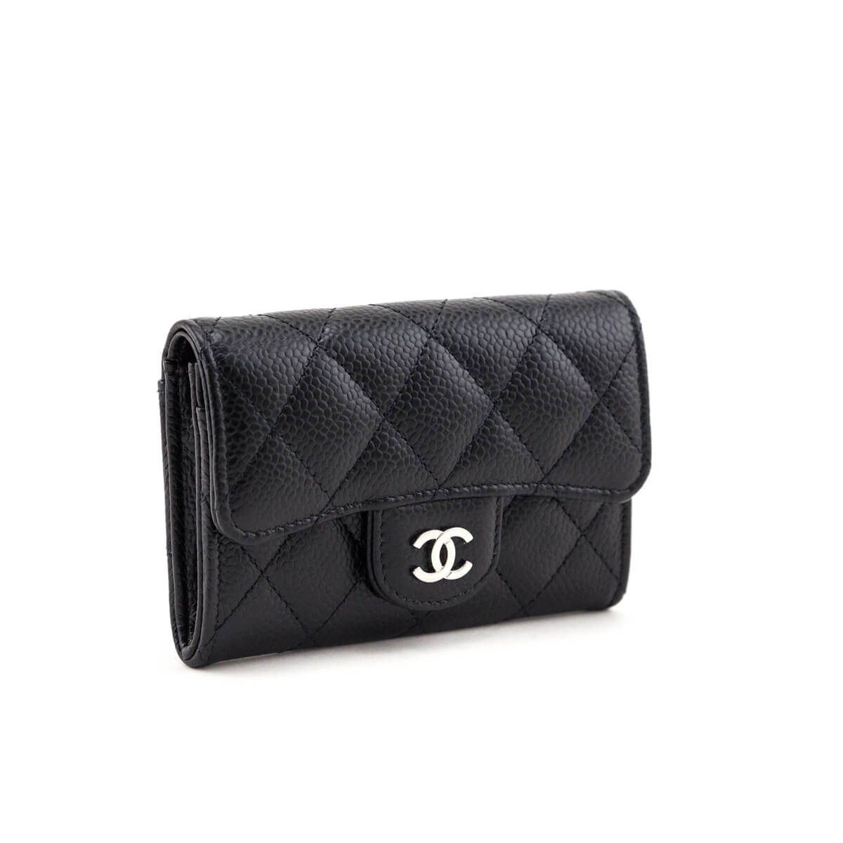Chanel Black Caviar Quilted Classic Flap Card Holder Wallet