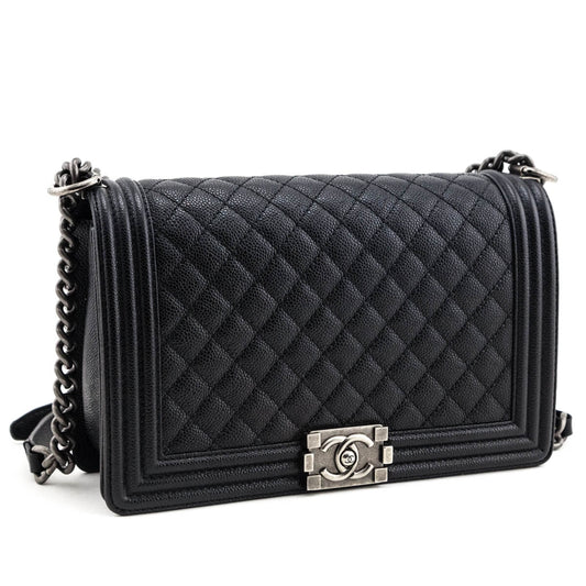 Chanel Black Caviar Quilted New Medium Boy Flap Bag