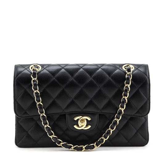 Chanel Black Caviar Quilted Small Double Flap Bag