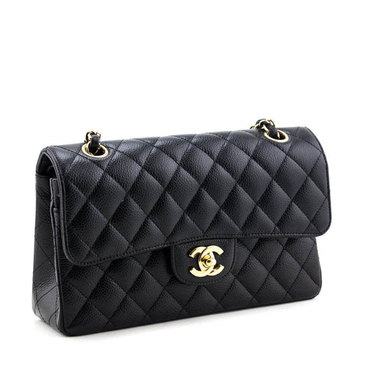 Chanel Black Caviar Quilted Small Double Flap Bag