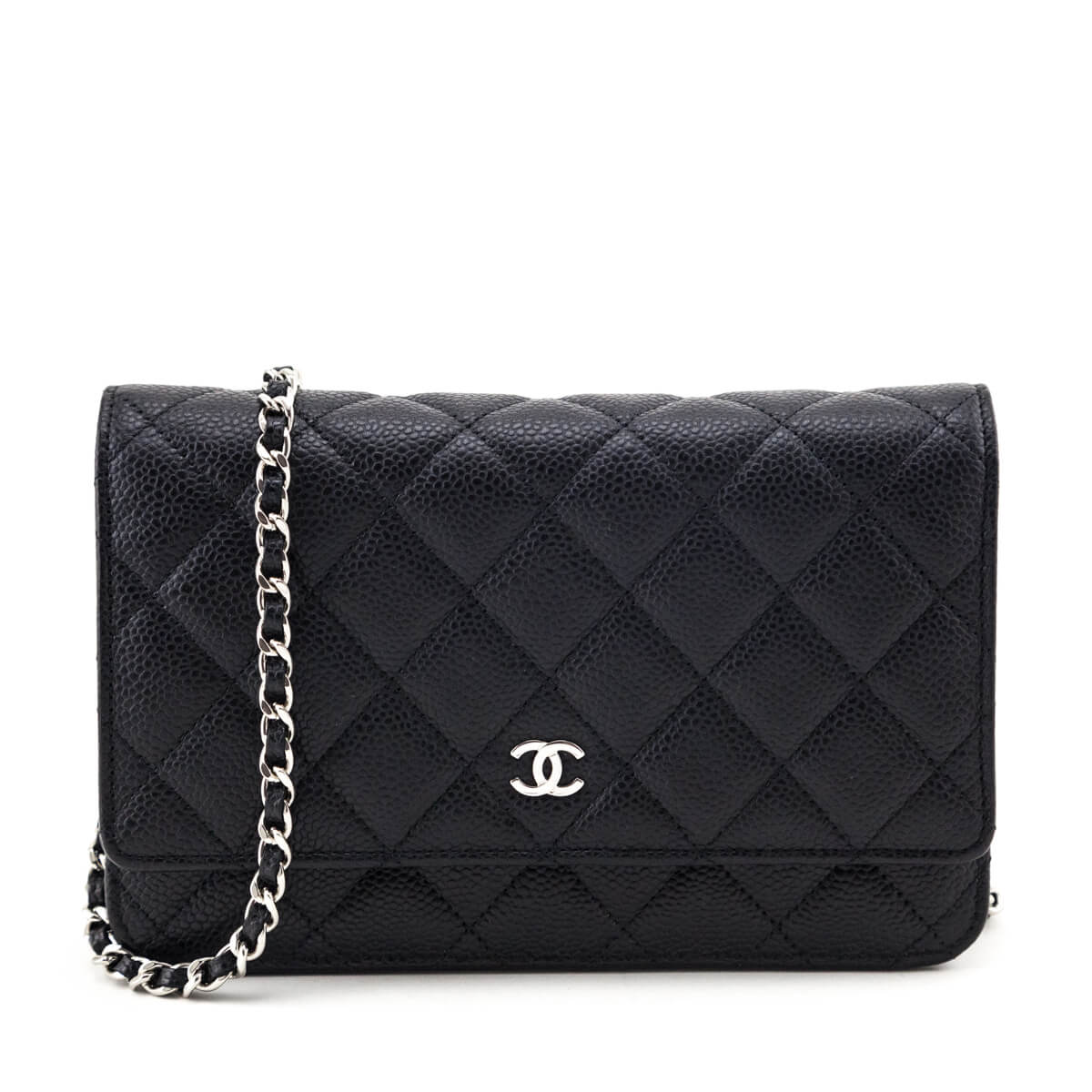 Chanel Black Caviar Quilted Wallet On Chain