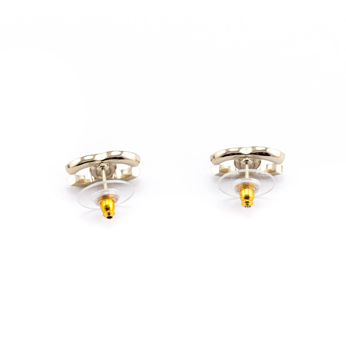 Chanel Black Enamel & Crystal CC Stud Earrings