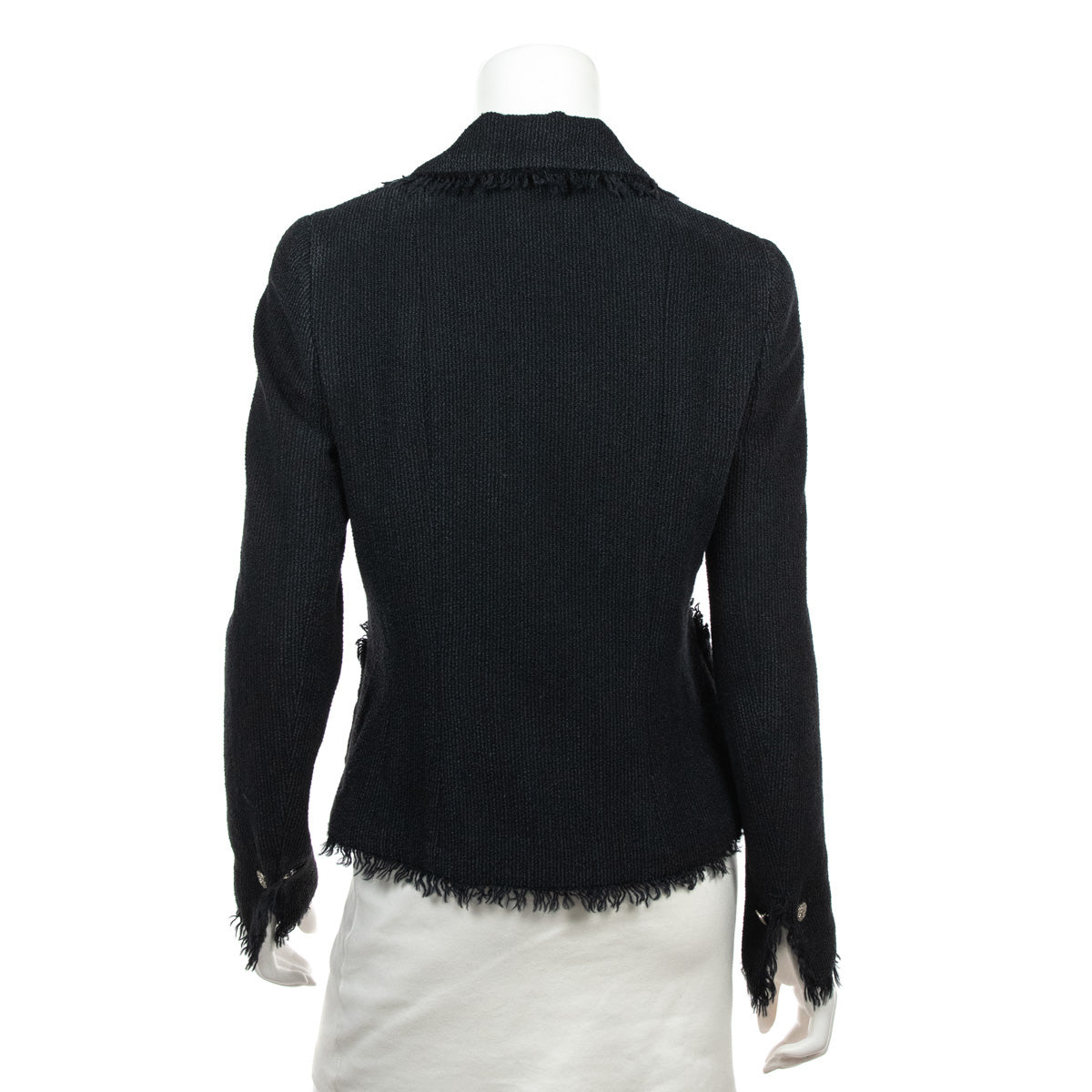 Chanel Black Frayed Vintage Jacket Size S | FR 38