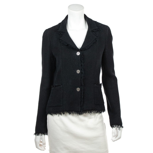 Chanel Black Frayed Vintage Jacket Size S | FR 38