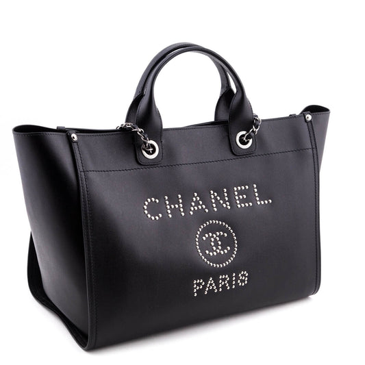 Chanel Black Grained Calfskin Large Deauville Tote SHW