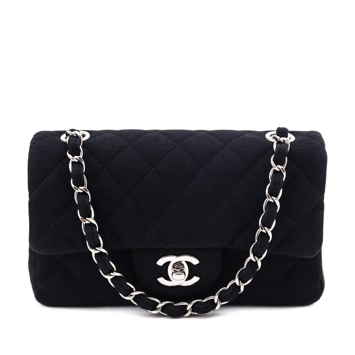 Chanel Black Jersey Mini Rectangular Flap Bag