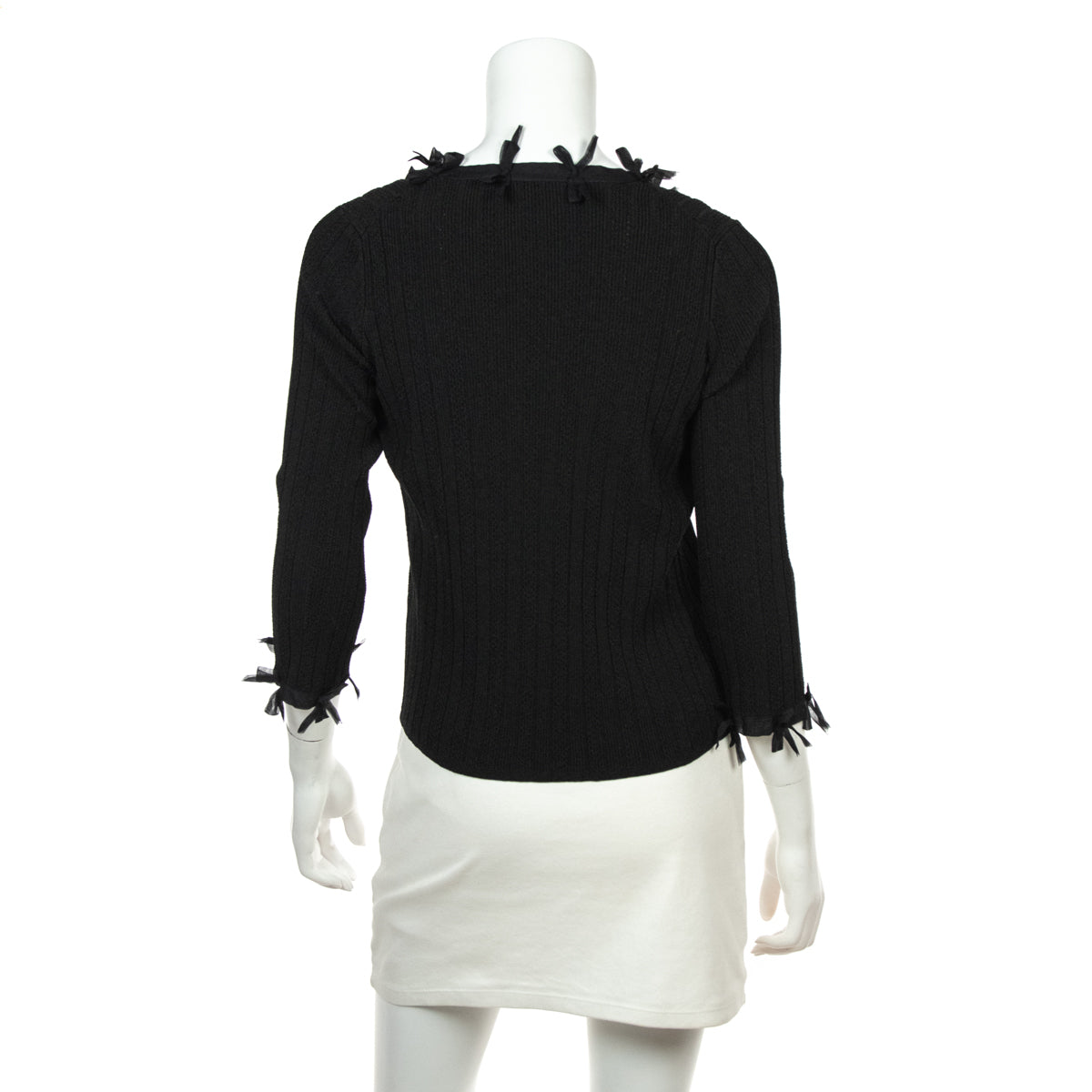 Chanel Black Knit Bow Embellished Cardigan Size XS | FR 36