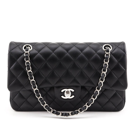 Chanel Black Lambskin Quilted Medium Double Flap