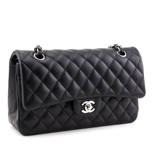 Chanel Black Lambskin Quilted Medium Double Flap