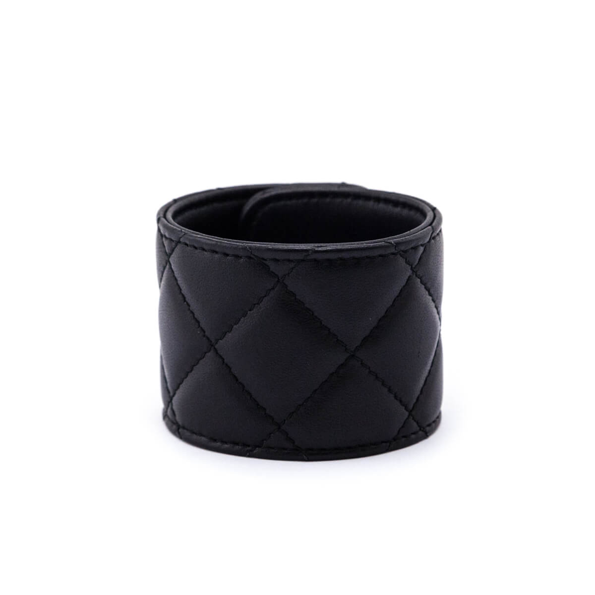 Chanel Black Leather CC Turn-Lock Cuff