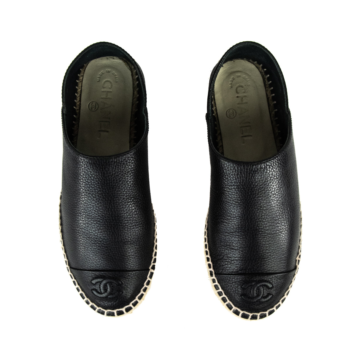 Chanel Black Leather Cap Toe Espadrilles Size US 6 | EU 36