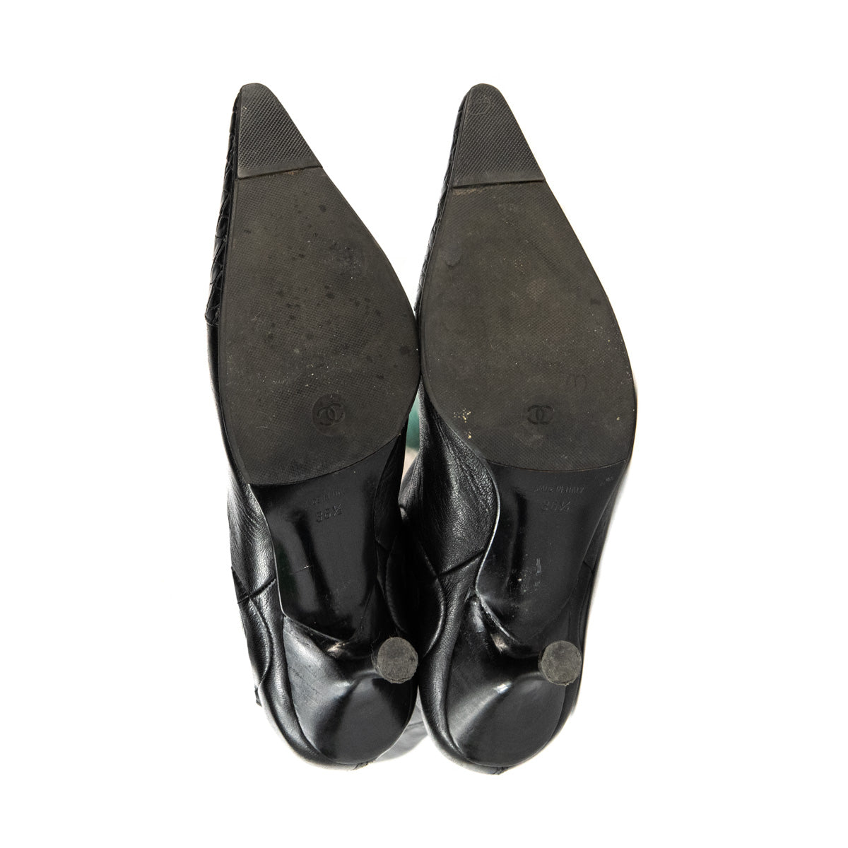 Chanel Black Leather Cap Toe Knee High Boots Size 6.5 | EU 36.5
