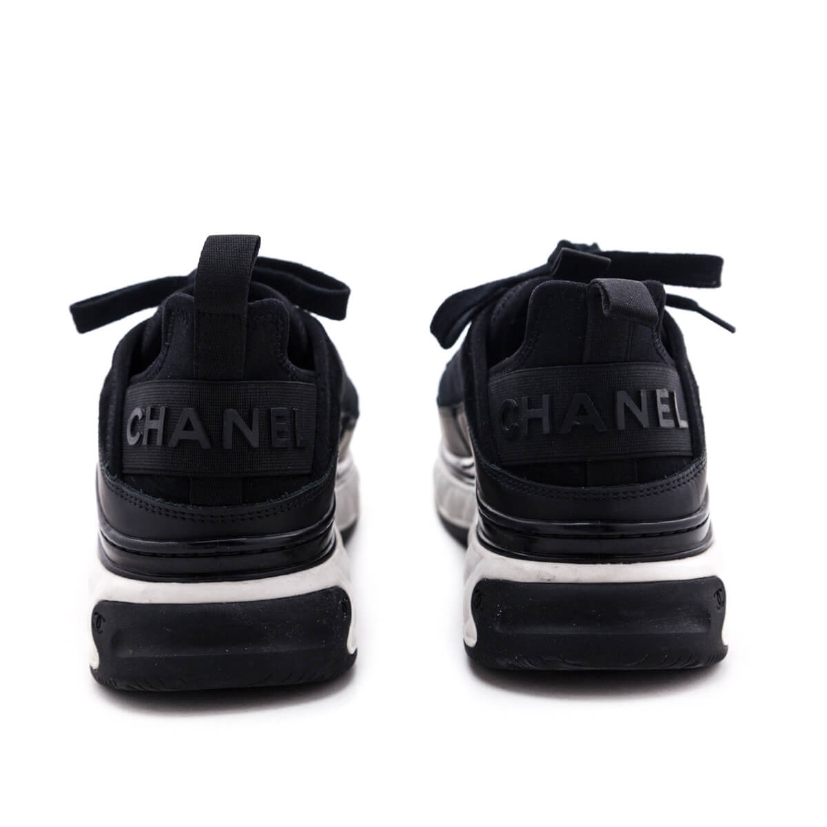 Chanel Black Leather & Suede CC Low Top Sneakers Size US 8 | EU 38
