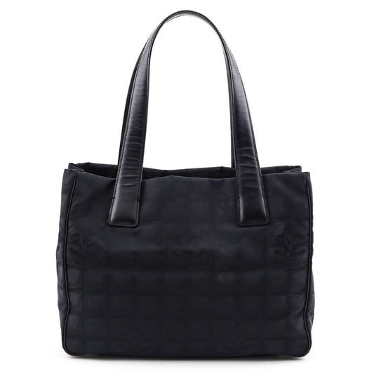 Chanel Black Nylon Logo Jacquard Small Travel Tote