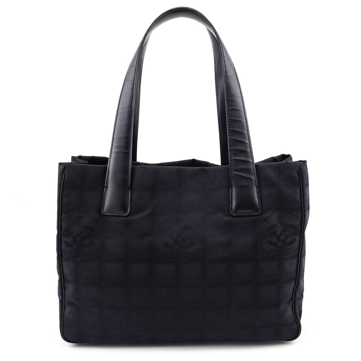 Chanel Black Nylon Logo Jacquard Small Travel Tote