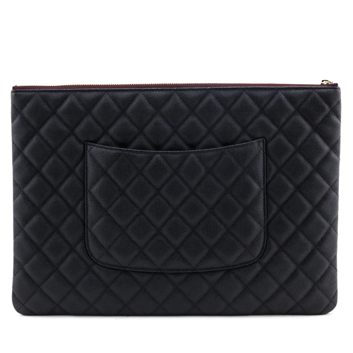 Chanel Black Quilted Caviar Large Classic Pouch