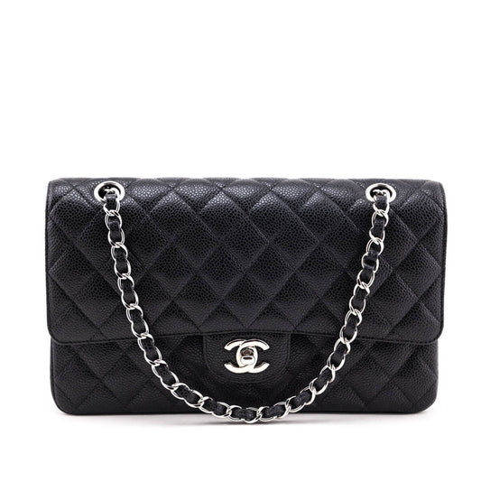Chanel Black Quilted Caviar Medium Classic Double Flap Bag
