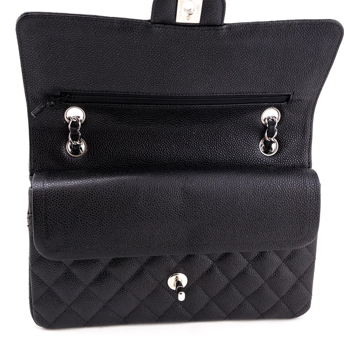 Chanel Black Quilted Caviar Medium Classic Double Flap Bag