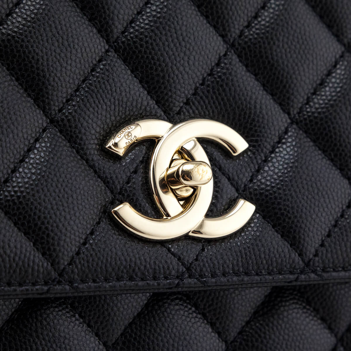 Chanel Black Quilted Caviar Small Coco Handle Flap Bag