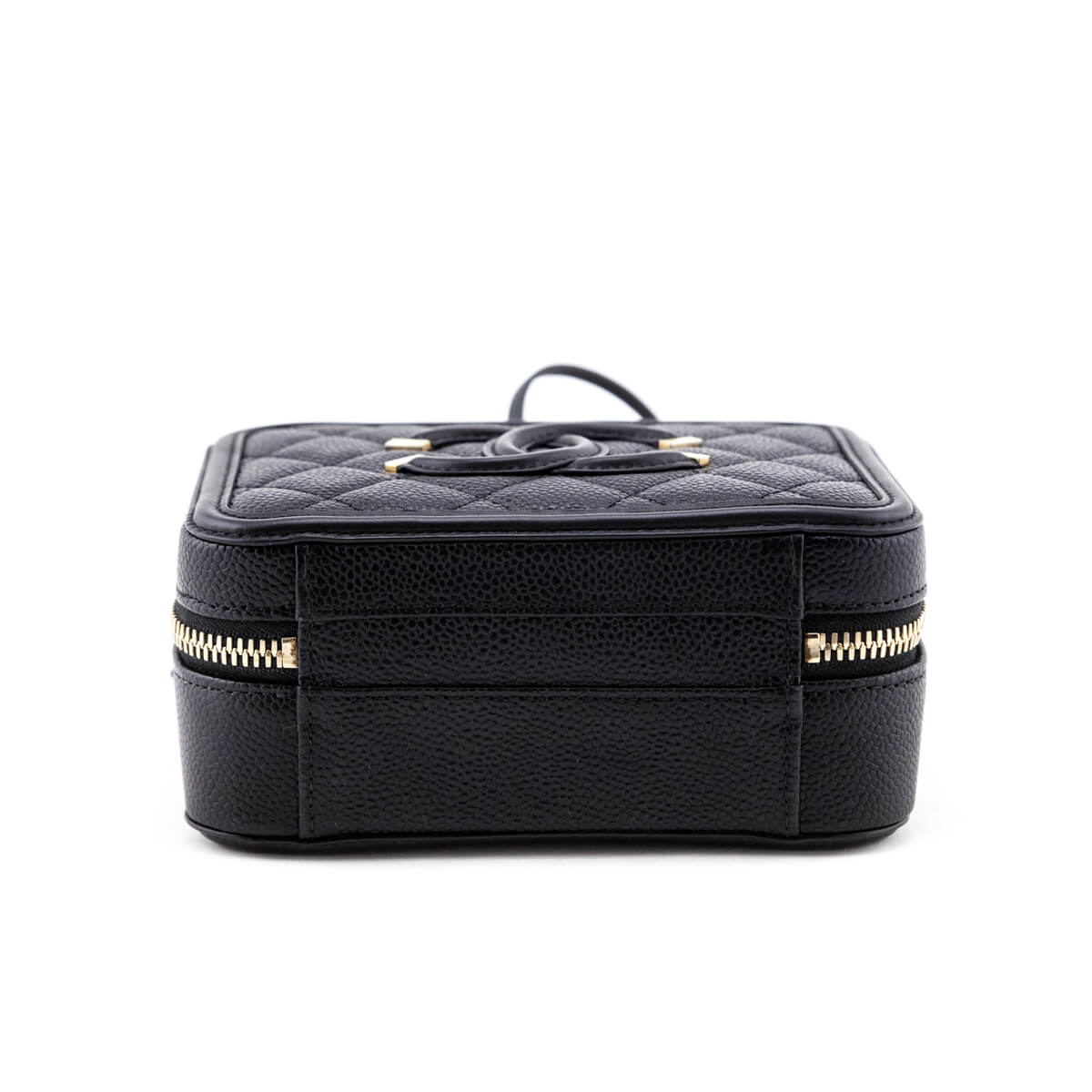Chanel Black Quilted Caviar Small Filigree CC Vanity Case